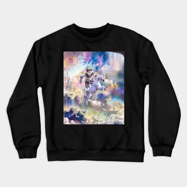 Bigfoot Yeti Sasquatch Riding Unicorn Crewneck Sweatshirt by Random Galaxy